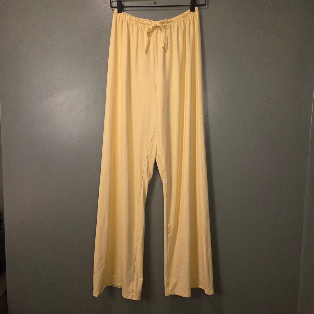 Verdusa Women's Loose Wide Leg Pull On Pants Size M Butter Yellow Lounge Travel